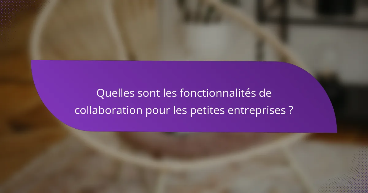 Quelles sont les fonctionnalités de collaboration pour les petites entreprises ?