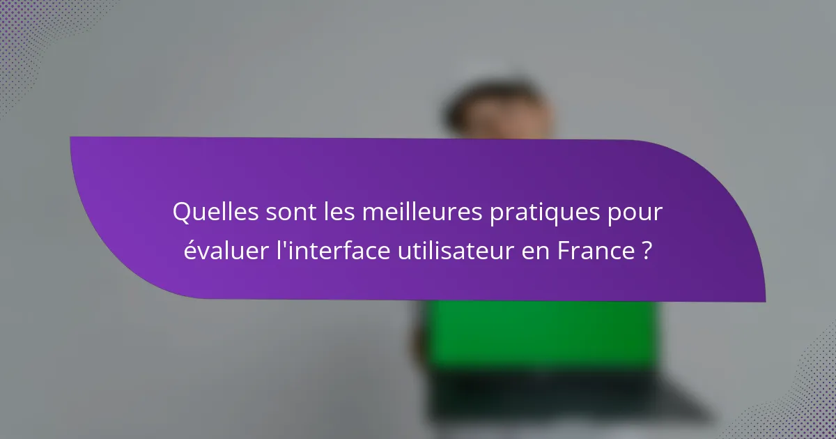 Quelles sont les meilleures pratiques pour évaluer l'interface utilisateur en France ?
