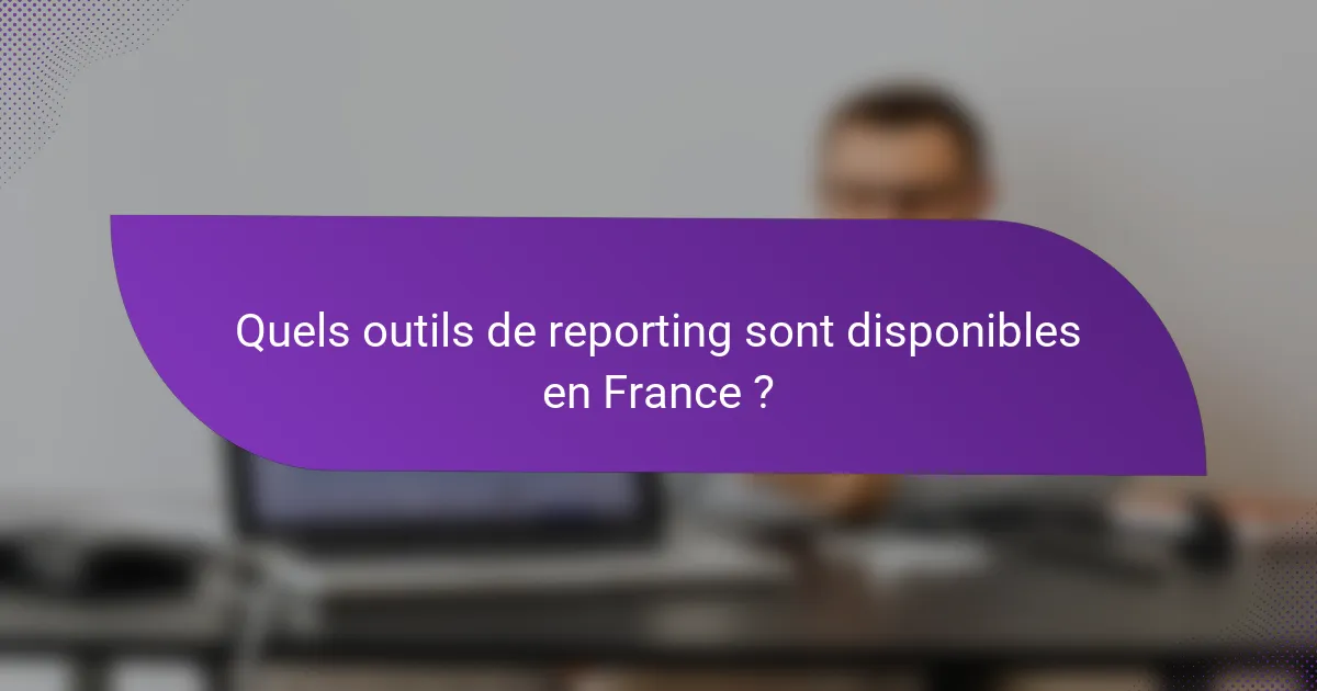 Quels outils de reporting sont disponibles en France ?